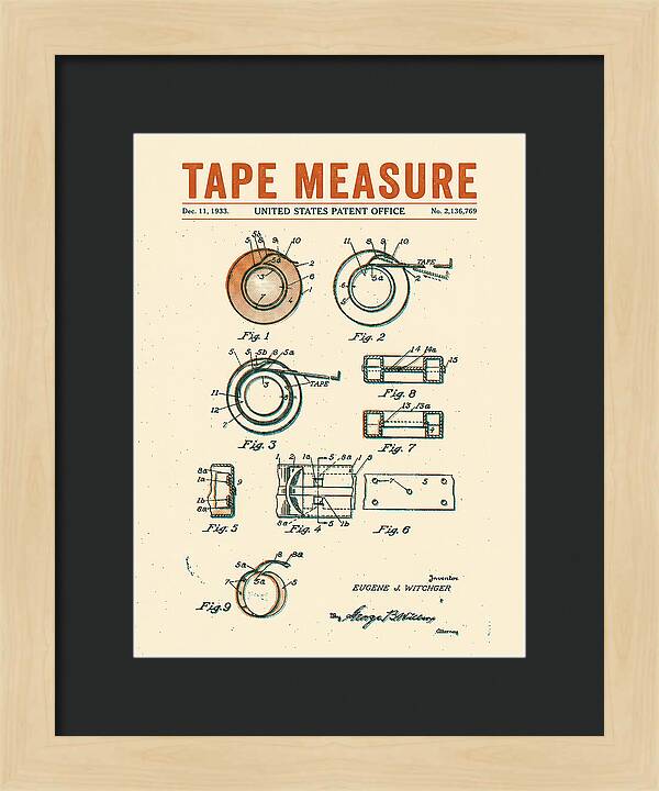 Tape Measure Adhesive Tape Dispenser Retro Patent Us2136769a