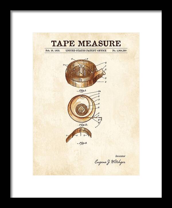 Tape Measure Watercolor Patent Us1964280a