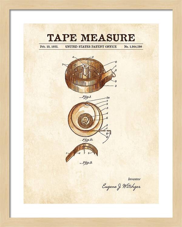 Tape Measure Watercolor Patent Us1964280a