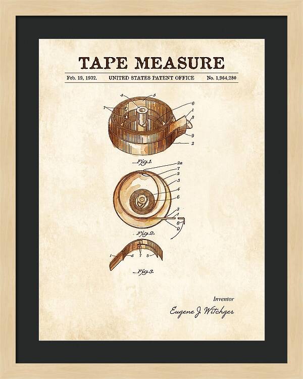 Tape Measure Watercolor Patent Us1964280a