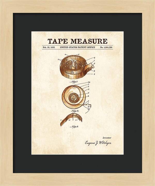 Tape Measure Watercolor Patent Us1964280a