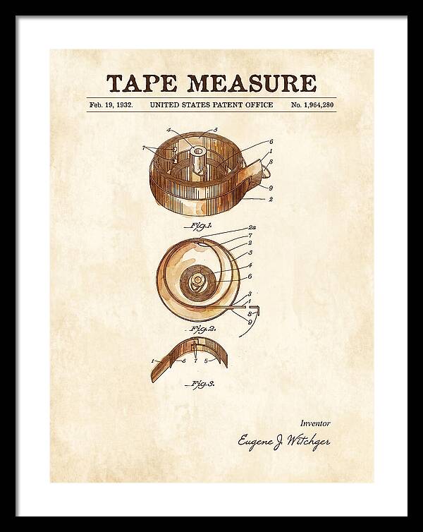Tape Measure Watercolor Patent Us1964280a