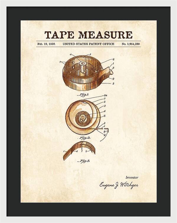 Tape Measure Watercolor Patent Us1964280a