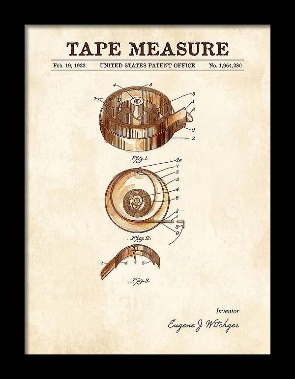 Tape Measure Watercolor Patent Us1964280a