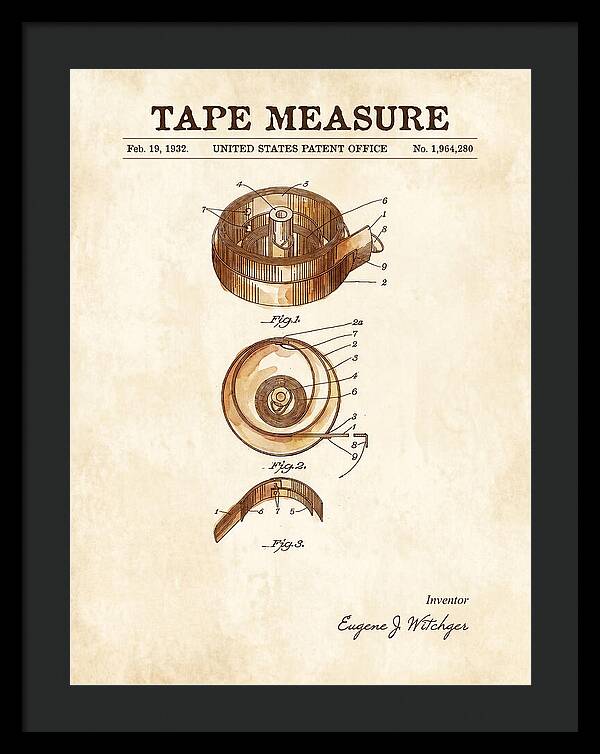 Tape Measure Watercolor Patent Us1964280a