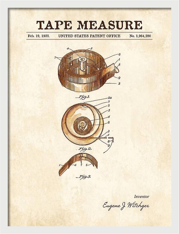 Tape Measure Watercolor Patent Us1964280a
