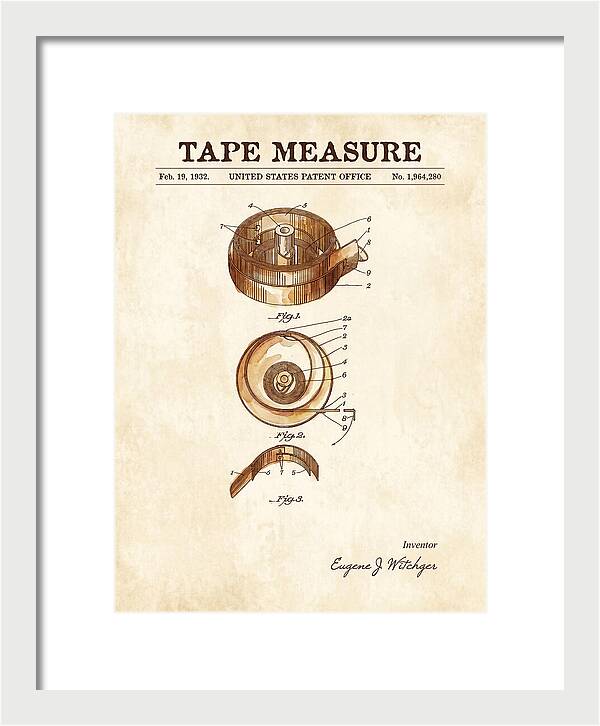 Tape Measure Watercolor Patent Us1964280a
