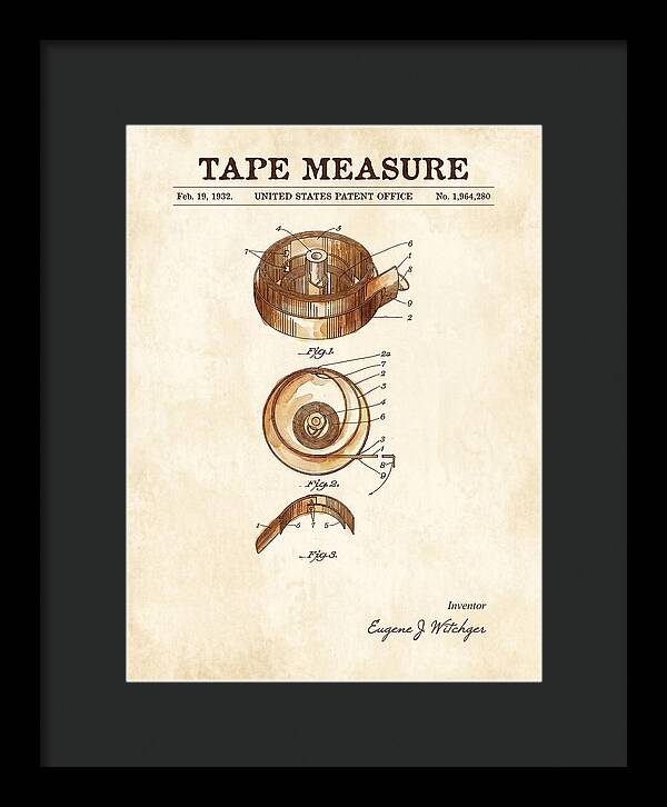 Tape Measure Watercolor Patent Us1964280a