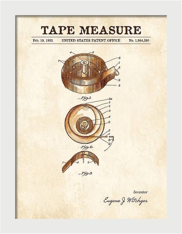 Tape Measure Watercolor Patent Us1964280a