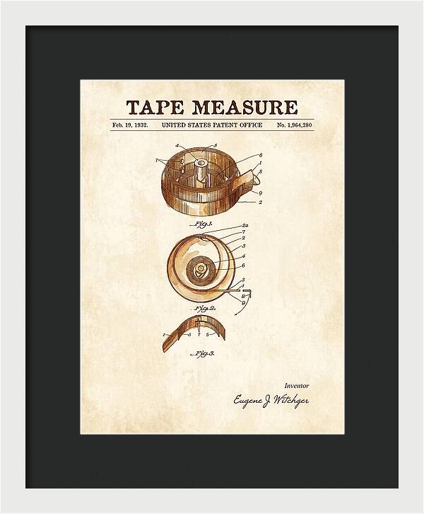 Tape Measure Watercolor Patent Us1964280a