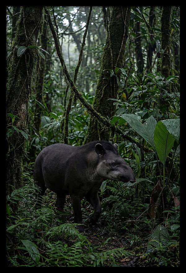 Tapir Among Tropical Foliage