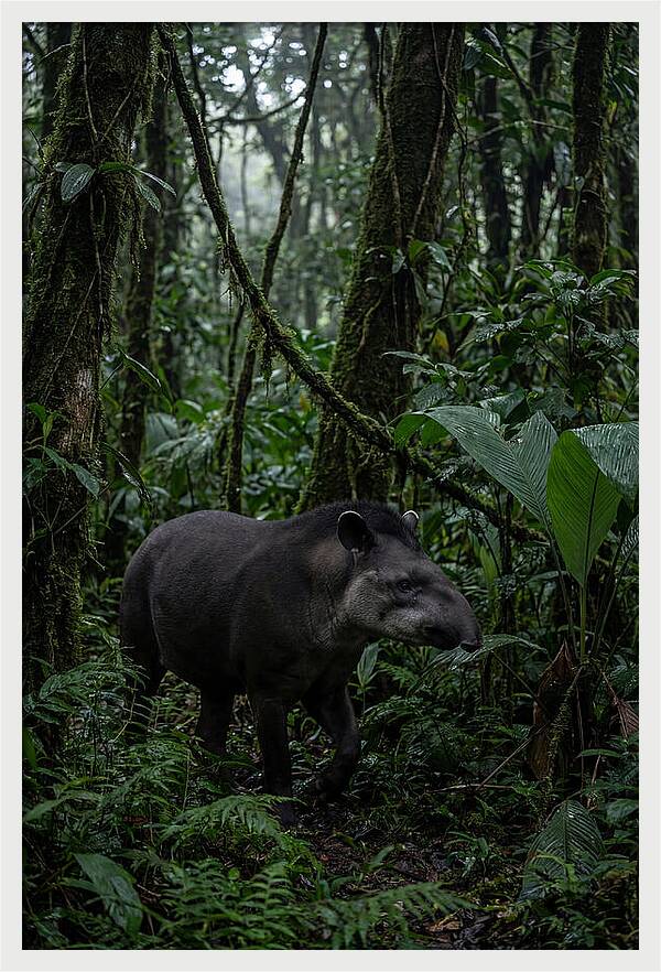 Tapir Among Tropical Foliage
