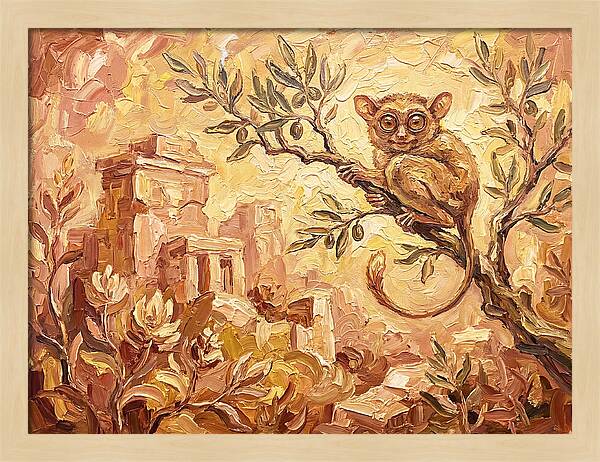 Tarsier Among Ancient Ruins