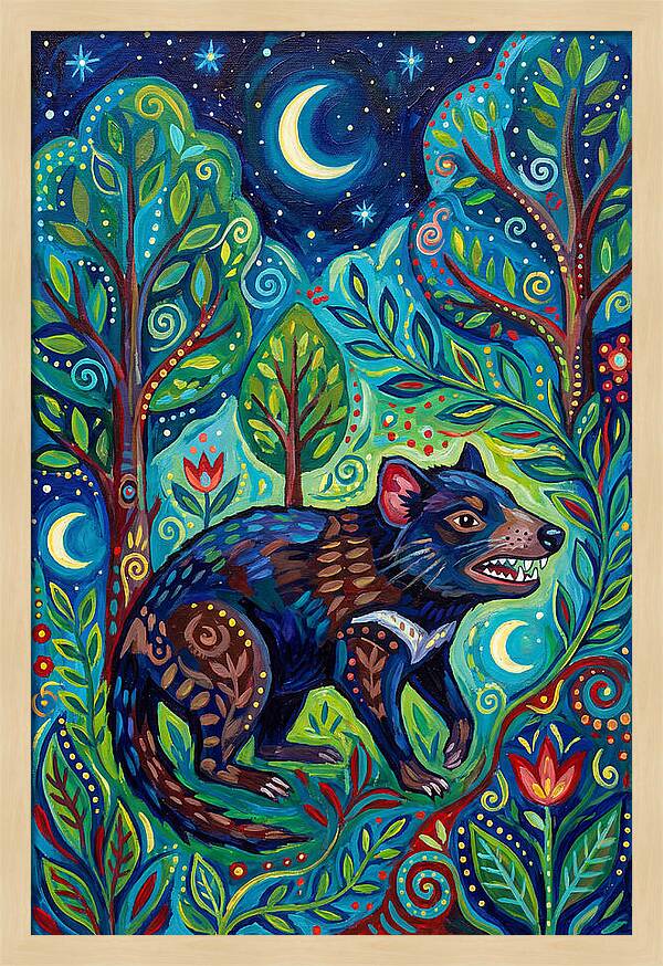 Tasmanian Devil In A Vibrant Forest