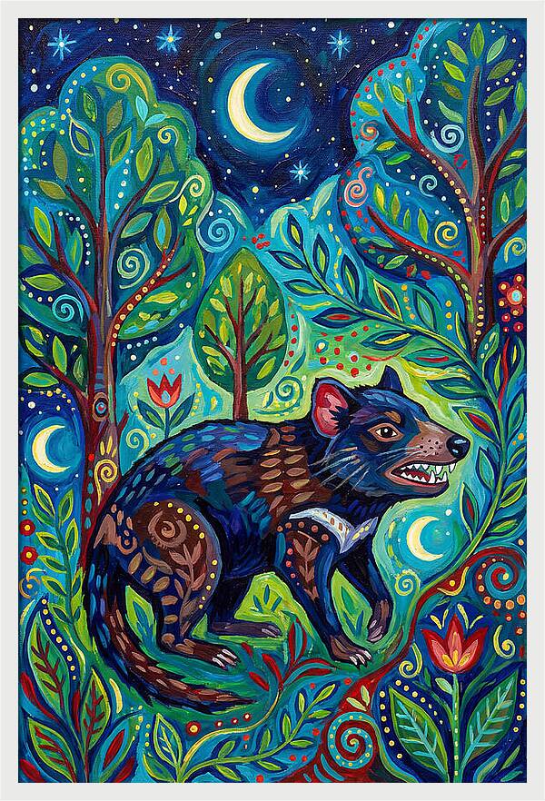 Tasmanian Devil In A Vibrant Forest