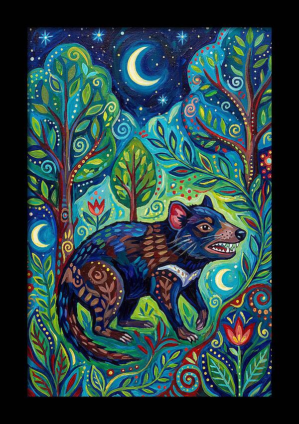 Tasmanian Devil In A Vibrant Forest