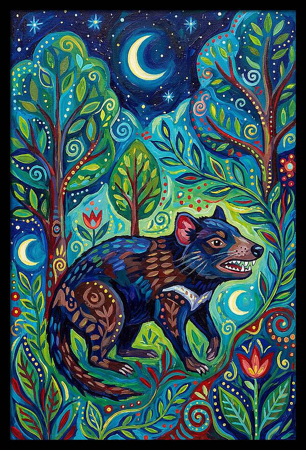 Tasmanian Devil In A Vibrant Forest