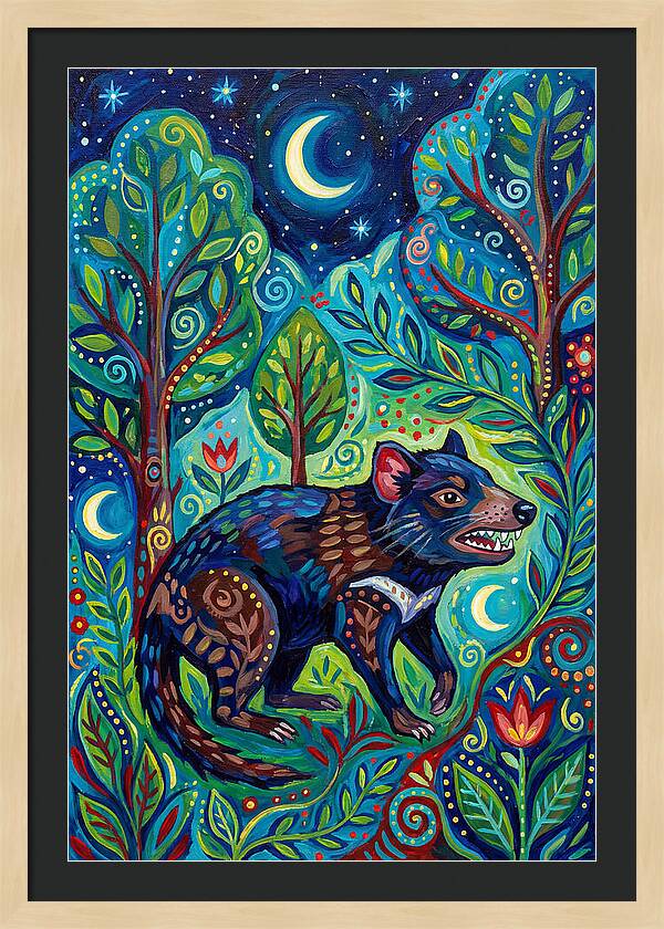 Tasmanian Devil In A Vibrant Forest