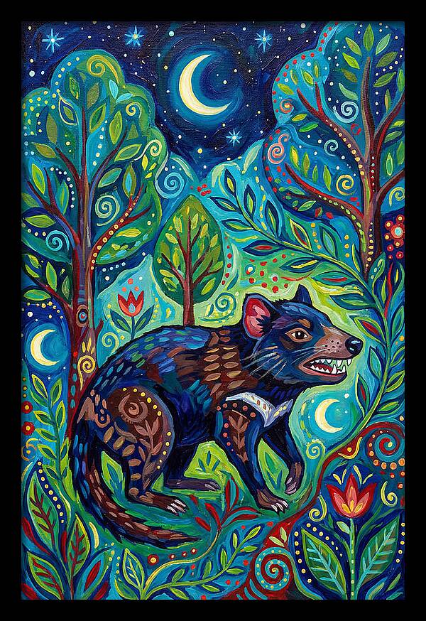Tasmanian Devil In A Vibrant Forest