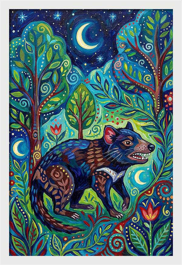 Tasmanian Devil In A Vibrant Forest