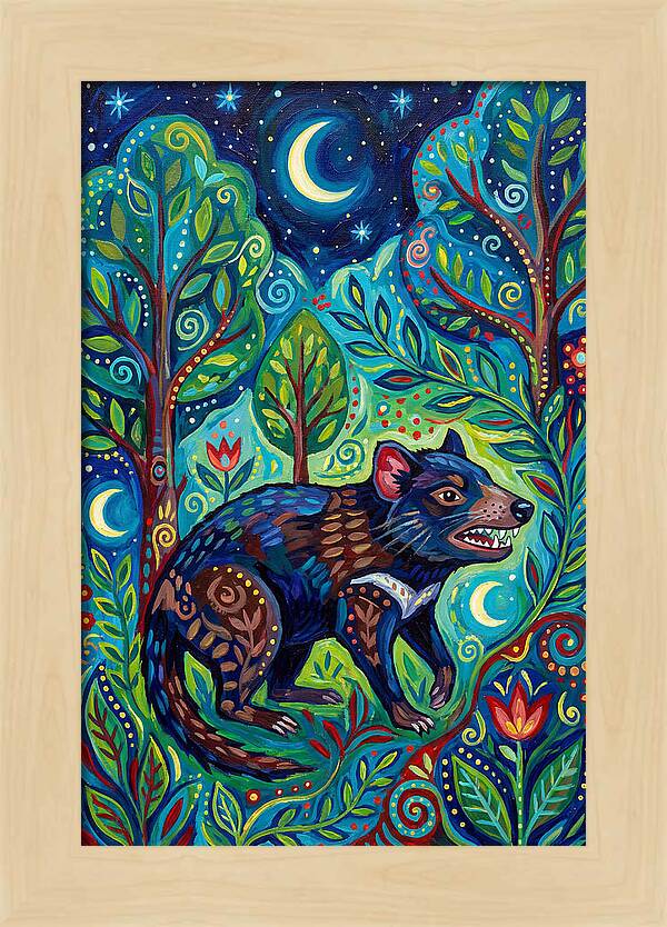 Tasmanian Devil In A Vibrant Forest
