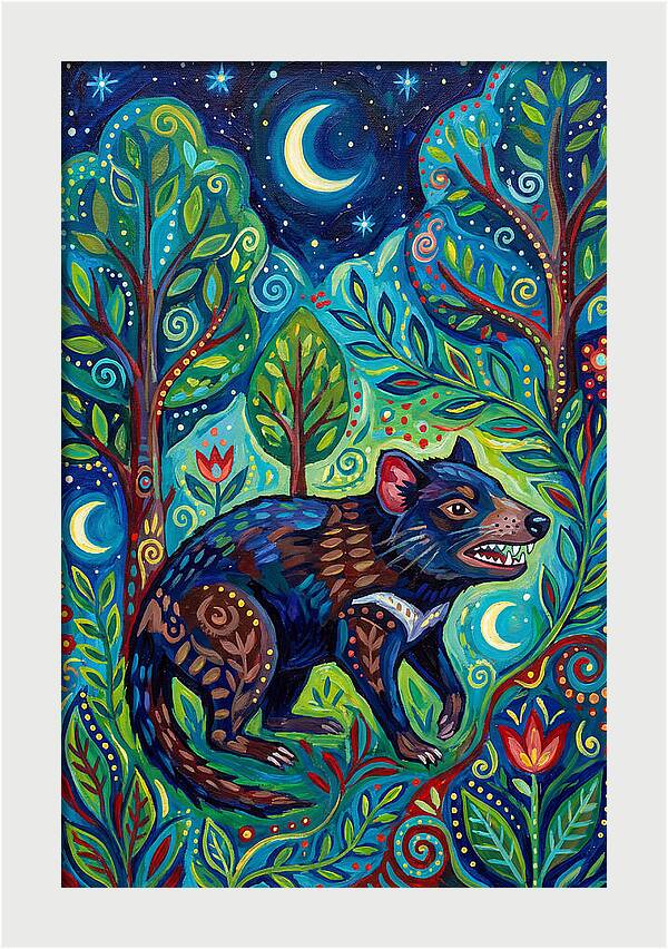 Tasmanian Devil In A Vibrant Forest