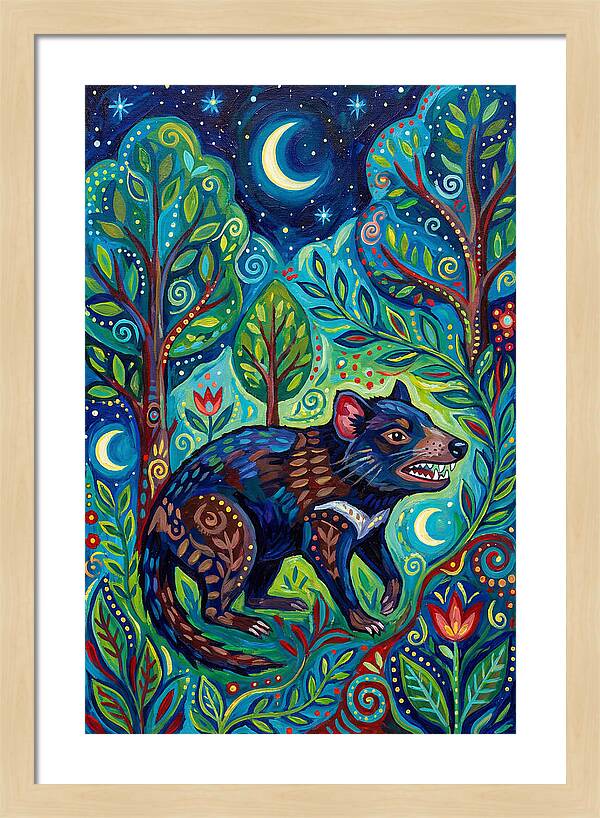 Tasmanian Devil In A Vibrant Forest