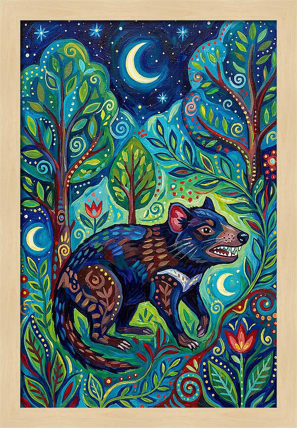 Tasmanian Devil In A Vibrant Forest