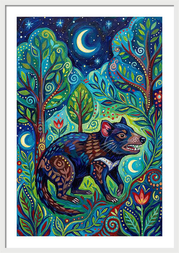 Tasmanian Devil In A Vibrant Forest