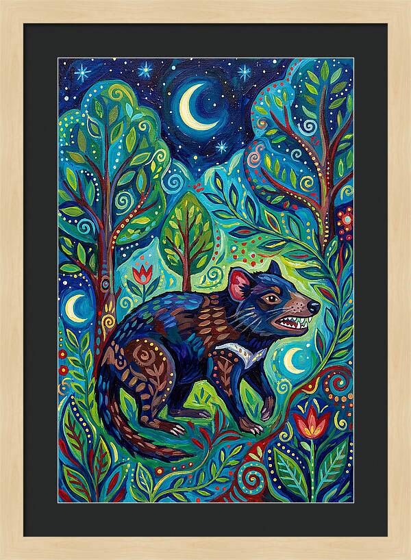 Tasmanian Devil In A Vibrant Forest
