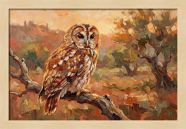Tawny Owl In Autumn Glow