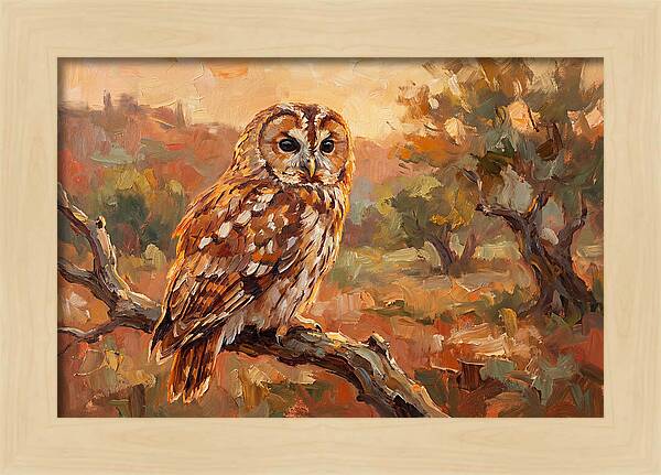 Tawny Owl In Autumn Glow