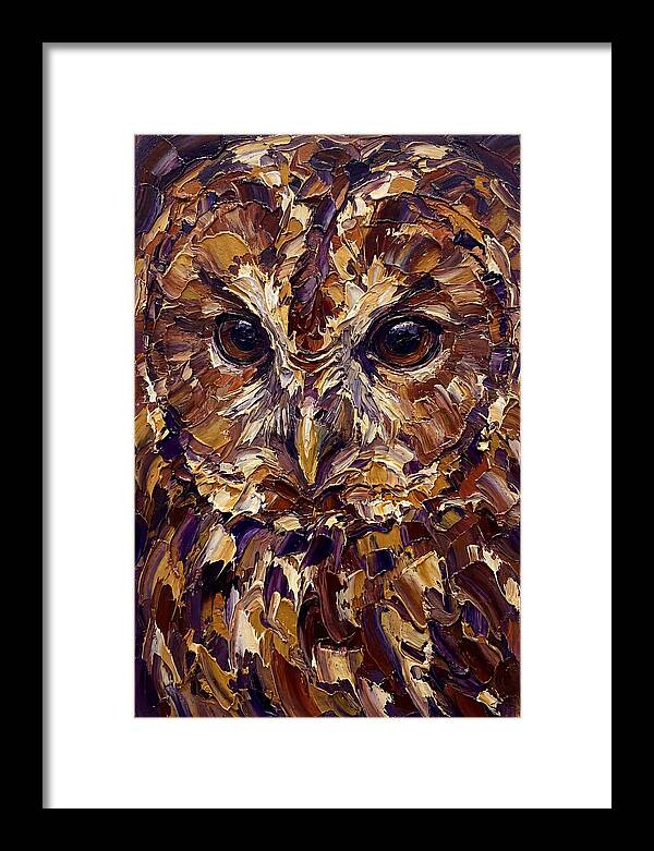 Tawny Owl Portrait In Palette Knife Style