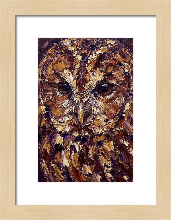 Tawny Owl Portrait In Palette Knife Style