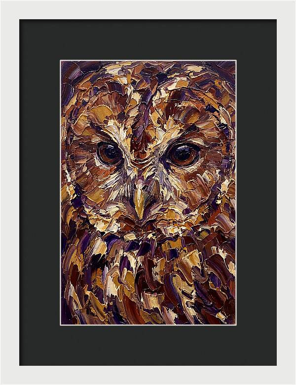 Tawny Owl Portrait In Palette Knife Style
