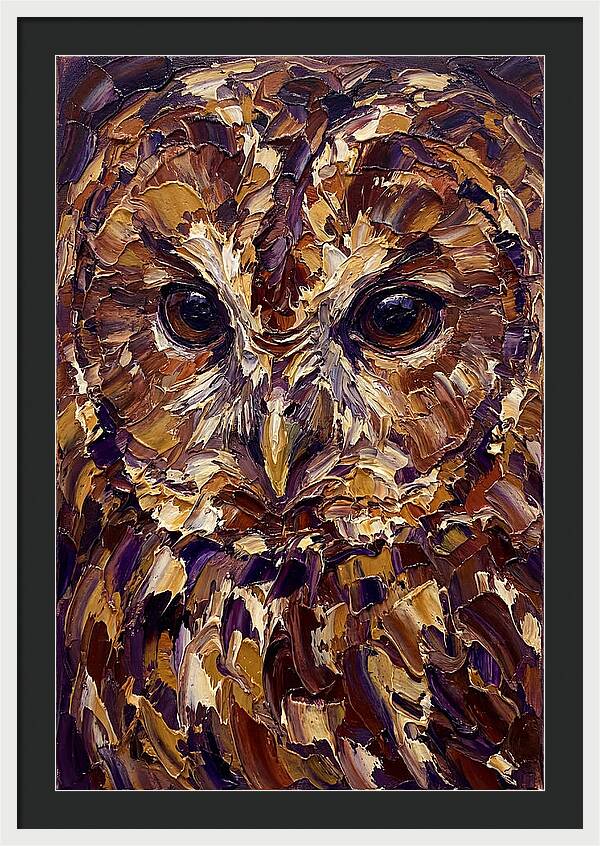 Tawny Owl Portrait In Palette Knife Style