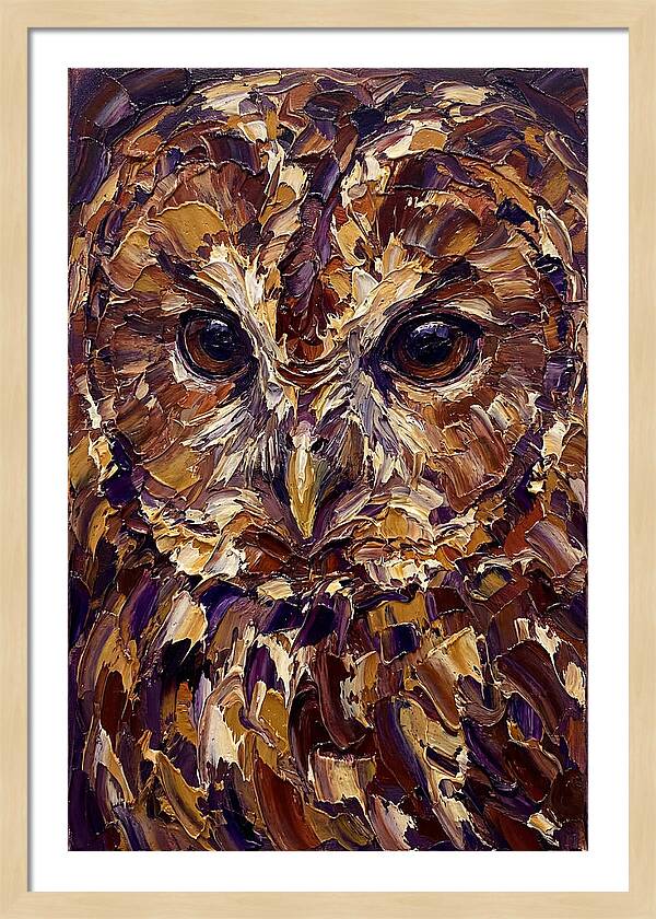 Tawny Owl Portrait In Palette Knife Style