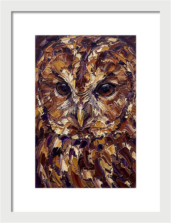 Tawny Owl Portrait In Palette Knife Style