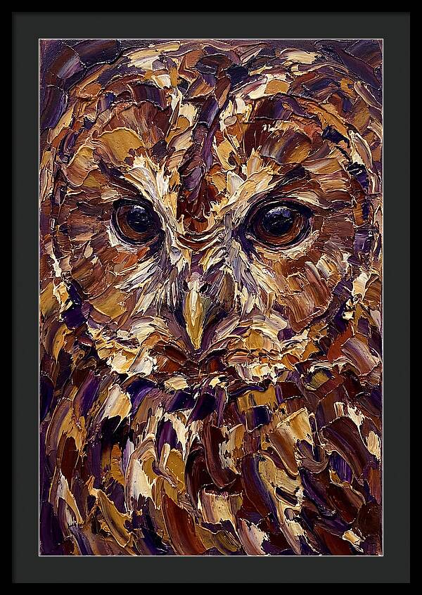 Tawny Owl Portrait In Palette Knife Style