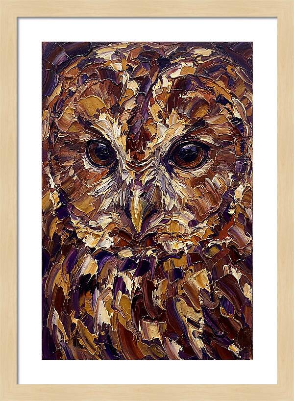 Tawny Owl Portrait In Palette Knife Style
