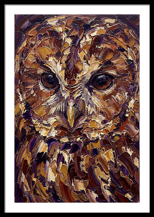Tawny Owl Portrait In Palette Knife Style