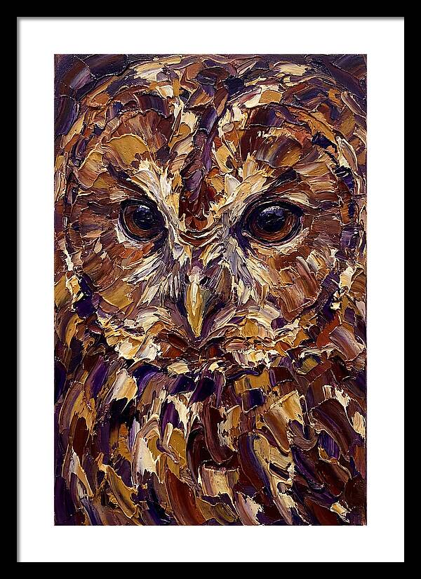 Tawny Owl Portrait In Palette Knife Style