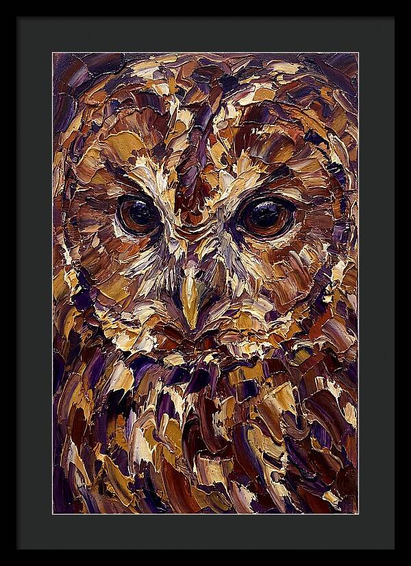 Tawny Owl Portrait In Palette Knife Style