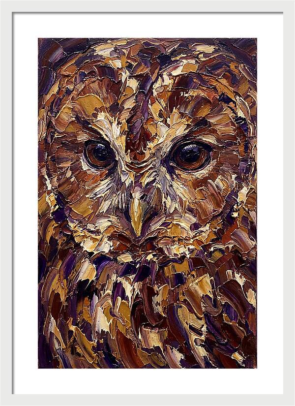Tawny Owl Portrait In Palette Knife Style