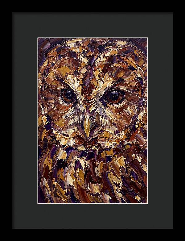Tawny Owl Portrait In Palette Knife Style