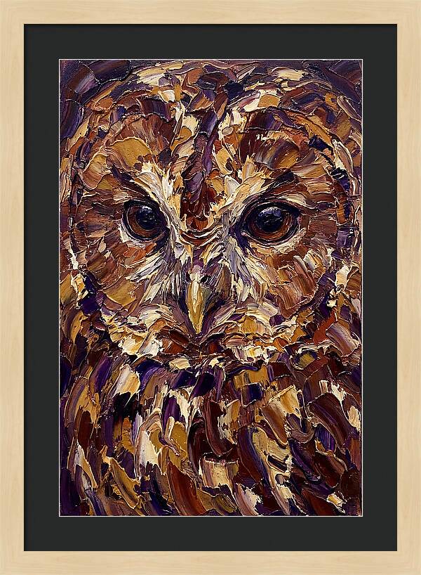 Tawny Owl Portrait In Palette Knife Style