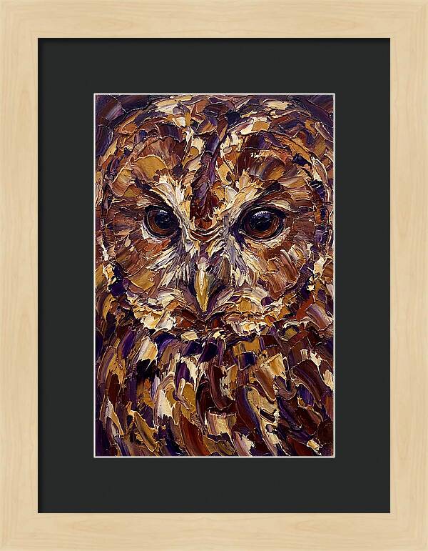 Tawny Owl Portrait In Palette Knife Style