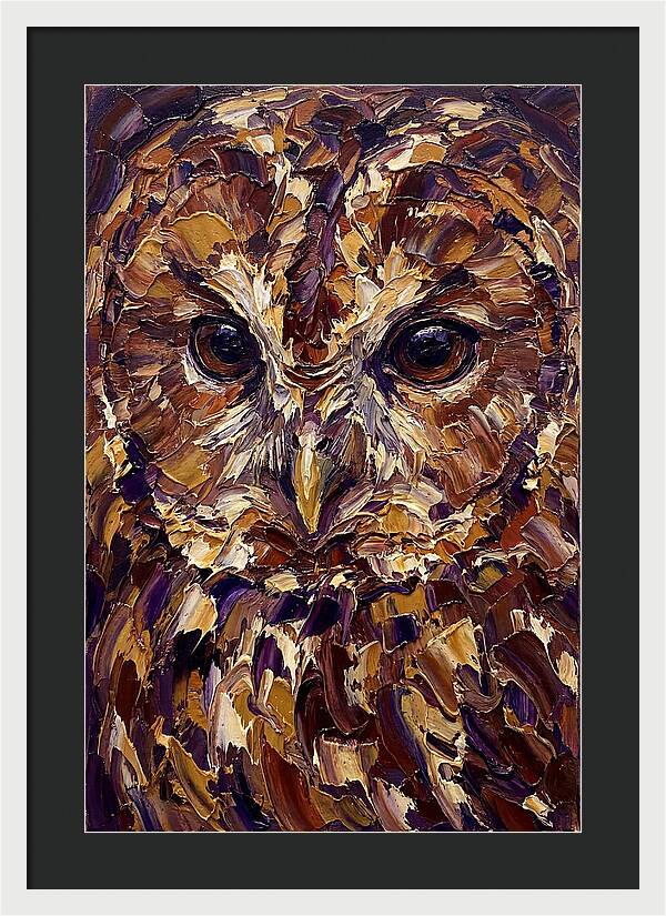 Tawny Owl Portrait In Palette Knife Style