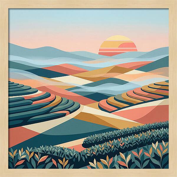 Tea Plantation At Sunset