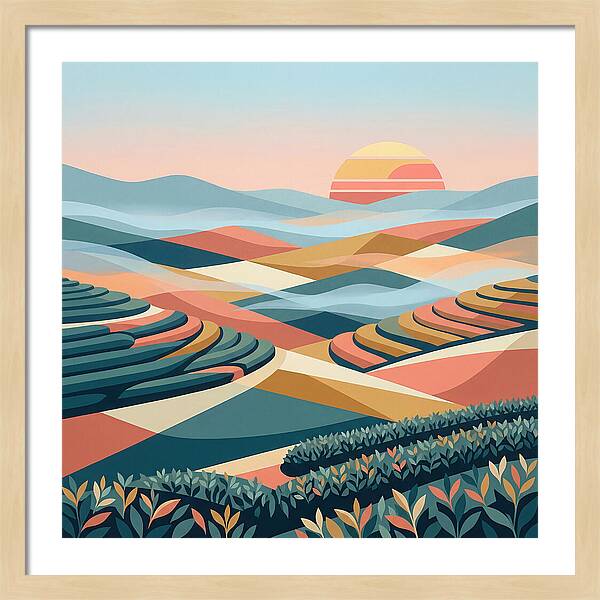 Tea Plantation At Sunset